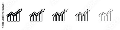 Trend Arrow icons in black stroke designs on white background