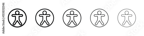 Universal access icons in black stroke designs on white background