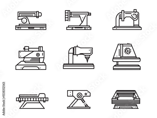 modern laser cutter technology vector line art graphic 