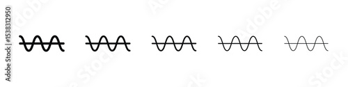 Wave sine icons in black stroke designs on white background