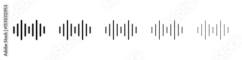 Waveform icons in black stroke designs on white background