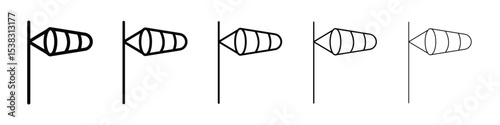 Windsock icons in black stroke designs on white background