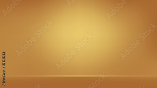 Gold abstract blurred gradient background, room studio, spot light. Vector illustration.
