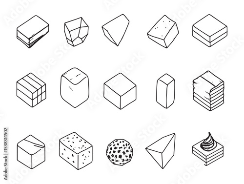 Nougat Candy Bar Line Art Illustration 