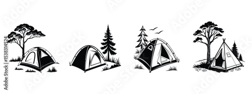 Camping Tents in Nature Illustrations of Outdoor Adventures