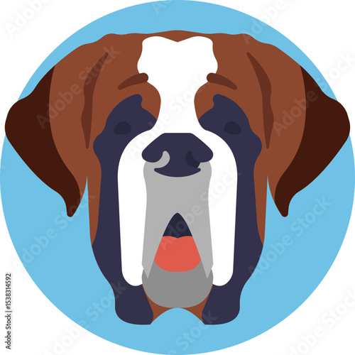 Saint Bernard dog with a friendly face, famous for carrying small barrels around its neck.