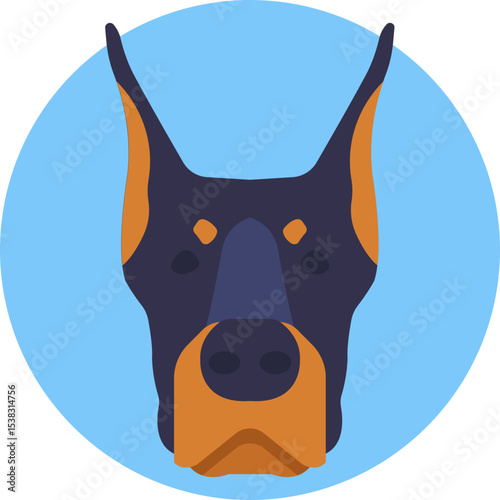 Doberman: a confident and alert dog often used in protection and police work.