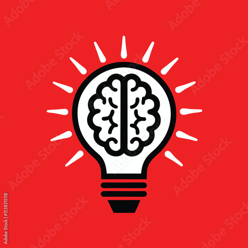 Brain idea symbol depicted inside a light bulb representing innovation and creativity