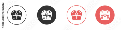 Treasure chest icon simple flat graphic illustration.
