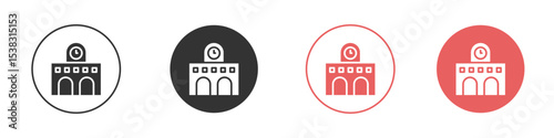 Train station building icon simple flat graphic illustration.