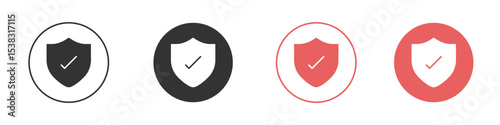 Shield check icon simple flat graphic illustration.