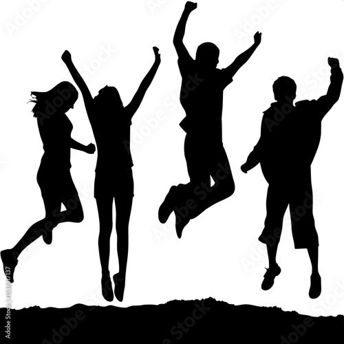 people jumping vector