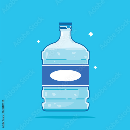 Set of 19 liter gallon plastic water bottles, healthy drinking water packed in bottles, recyclable, and easy to store liquids.