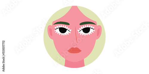 A digital portrait of a woman's face. It captures a stylized and modern illustration of a feminine visage, marked by a pinkish complexion.
