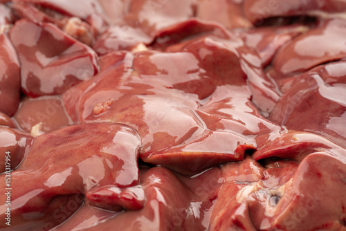 Raw Chicken Liver isolated on white background	