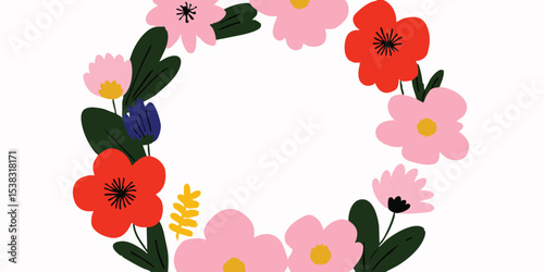 A vibrant floral wreath art...