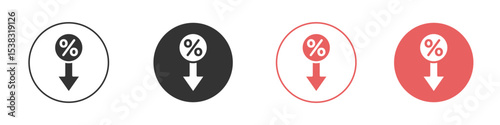 Percent down icon simple flat graphic illustration.