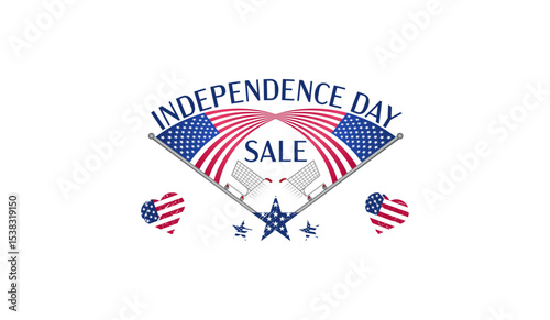 Creative independence day sale icon with american flag, shopping cart vector illustration. Usa freedom day banner to use for 4th july independence day, memorial day business projects. 