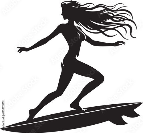 Silhouette of a Woman Surfer Holding Surfboard