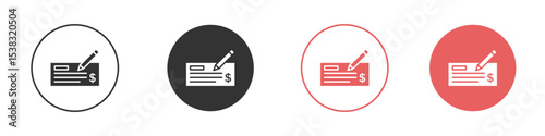 Money check icon simple flat graphic illustration.