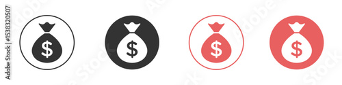 Money bag icon simple flat graphic illustration.