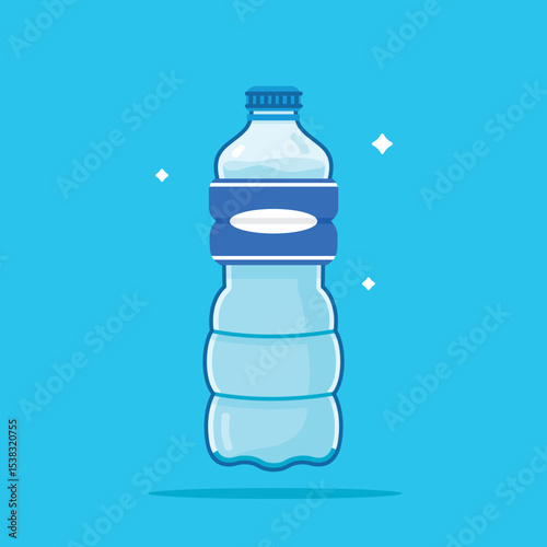 380ml corrugated plastic water bottle, healthy blue drinking water packed in a bottle, recyclable and easy to store liquid.