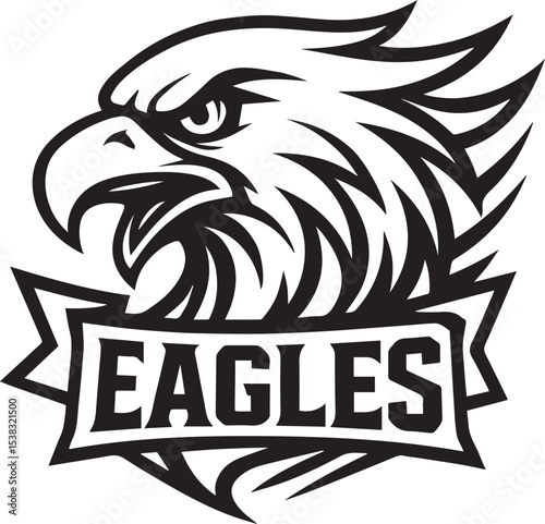 Furious eagle head mascot for a sports team logo