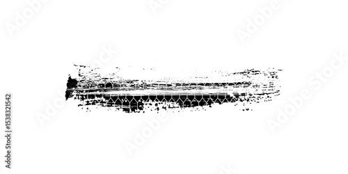 Tire track. Car, bike, motorcycle tyre mark with grunge effect isolated on white background. Wheel footprint on the road. Top view of rubber protector mark.