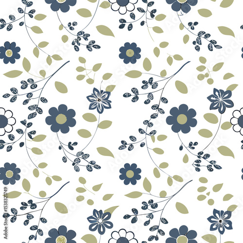 Seamless blue and green floral pattern design