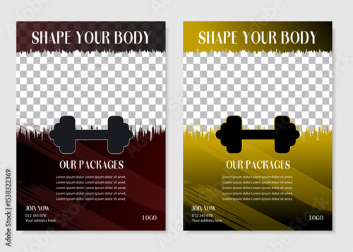 Gym/ fitness flyer template, social media post, web banner with clean and modern layout