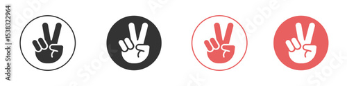 Hand peace icon simple flat graphic illustration.