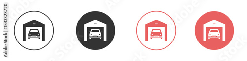 Garage car icon simple flat graphic illustration.