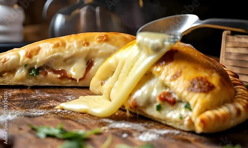 Delicious Baked Calzone with Melted Cheese Recipe and Cooking Video