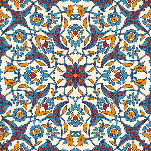Seamless floral pattern design featuring vintage flowers and leaves for fabric, wallpaper, or textile decor