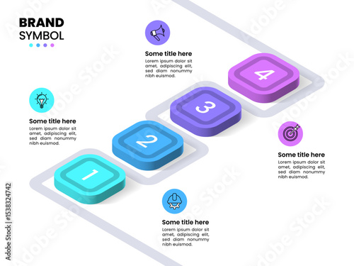 Infographic template. Isometric line with 4 squares