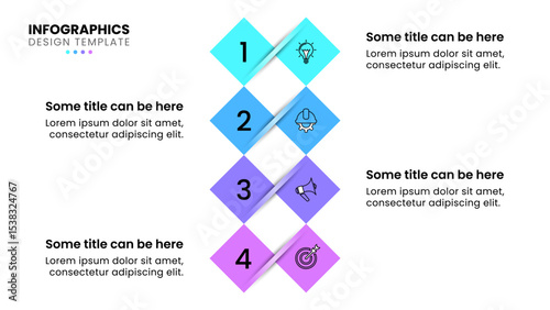 Infographic template. Connected squares with 4 steps