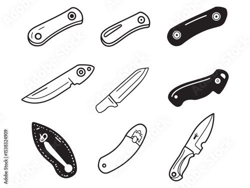 Pocket Knife Clean Vector Line Art Icon Design 