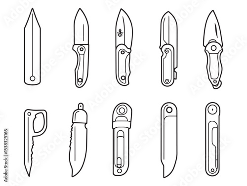 Pocket Knife Clean Vector Line Art Icon Design 