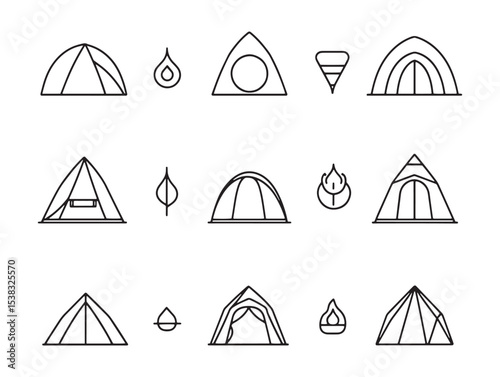 Pop Up Tent Line Art Vector Simple Outdoor Shelter Design