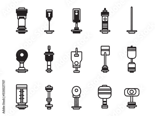 Pressing Tool Vector Icon Line Art For Technical Illustration 