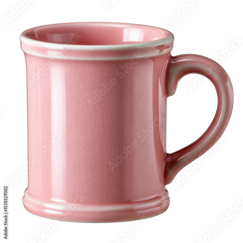 A charming pink mug isolated on a white background, perfect for showcasing drinks or adding a vibrant touch to any kitchen or cafe setting.