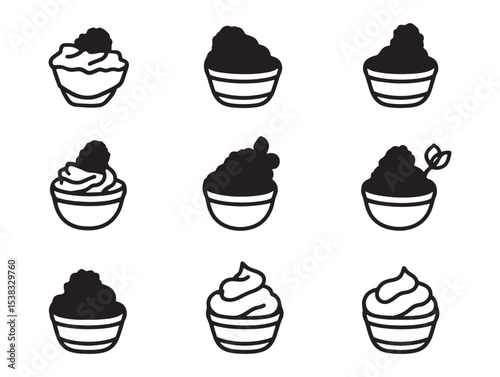 Raspberry Mousse Dessert Line Art Illustration 