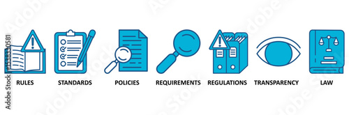 Compliance banner web icon vector illustration concept with icon of rules, standards, policies, requirements, regulations, transparency, and law