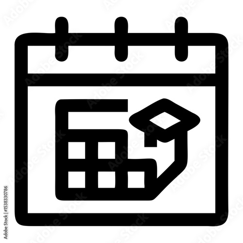 Simple School Calendar Vector Silhouette Design on Transparent Background