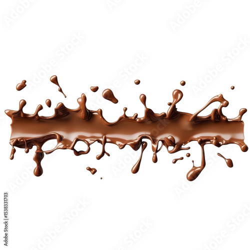 Chocolate splash stream isolated on transparent background