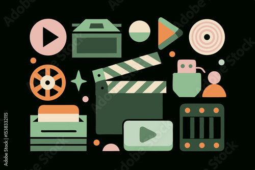 Modern Movie Production Vector Graphics for Media Industry Projects