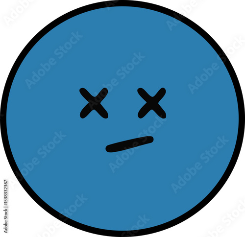 죽은 얼굴 표정 동그라미 라인 드로잉 이모티콘(face emoticon line drawing sticker)