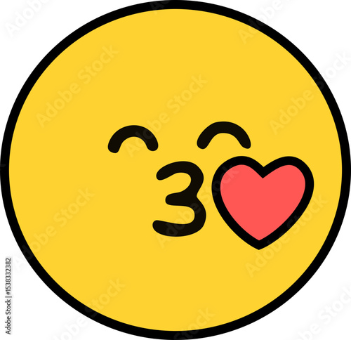 하트 뽀뽀 쪽 얼굴 표정 동그라미 라인 드로잉 이모티콘(face emoticon line drawing sticker)