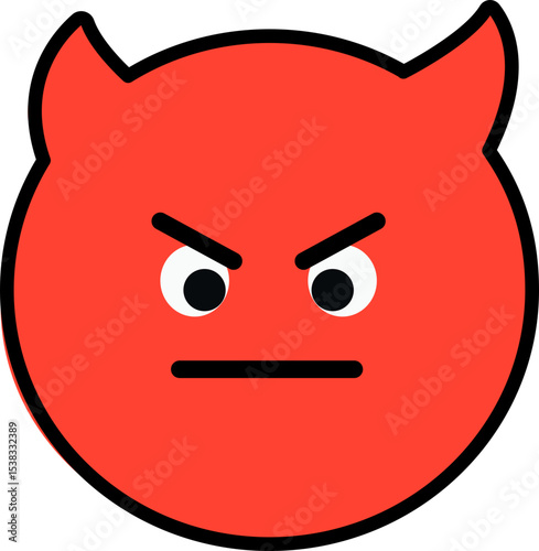 악마 얼굴 표정 동그라미 라인 드로잉 이모티콘(face emoticon line drawing sticker)