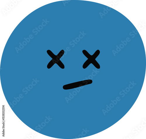 죽은 얼굴 표정 동그라미 드로잉 이모티콘(face emoticon drawing sticker)